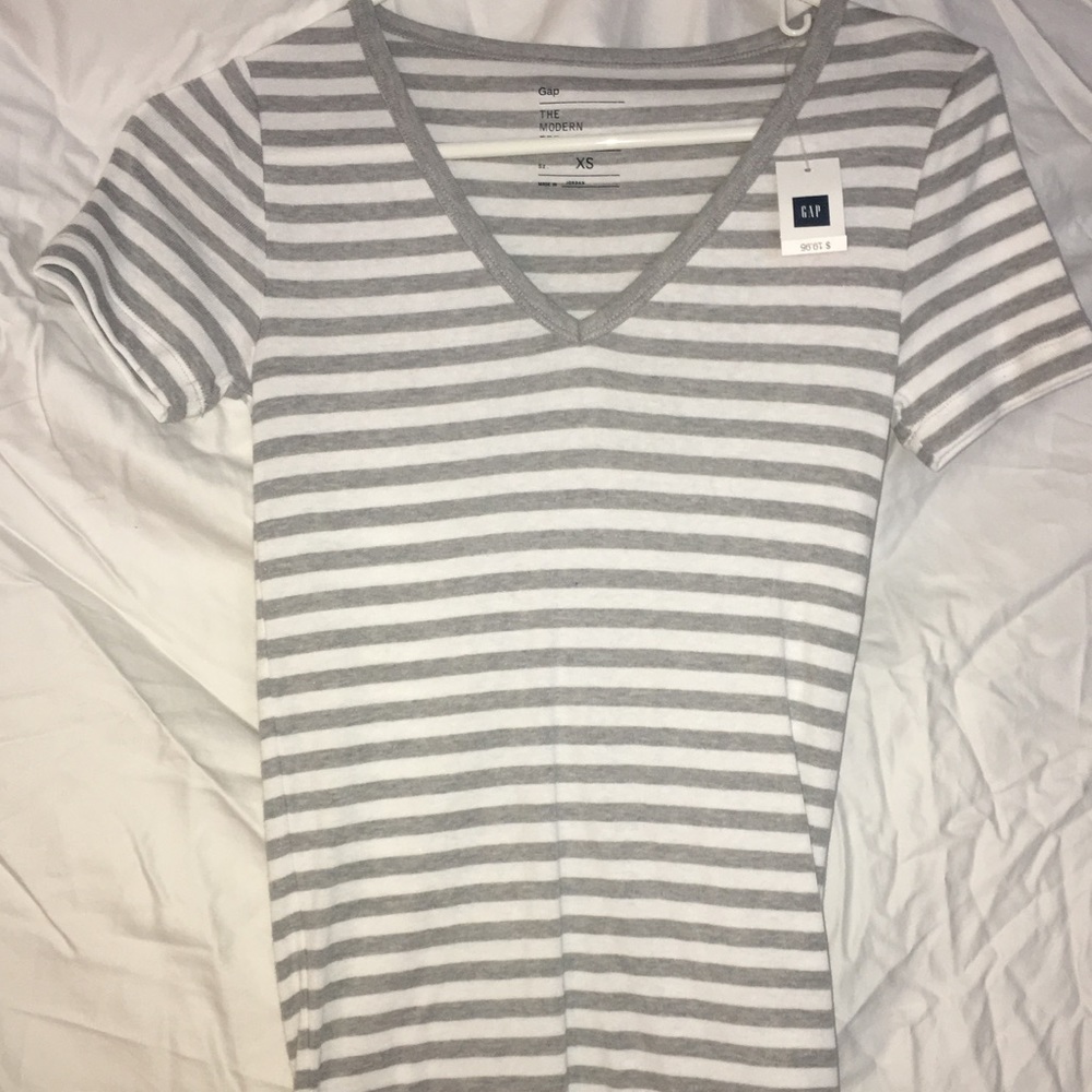 Grey and white striped T-shirt